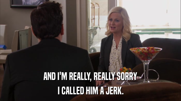 AND I'M REALLY, REALLY SORRY I CALLED HIM A JERK. 