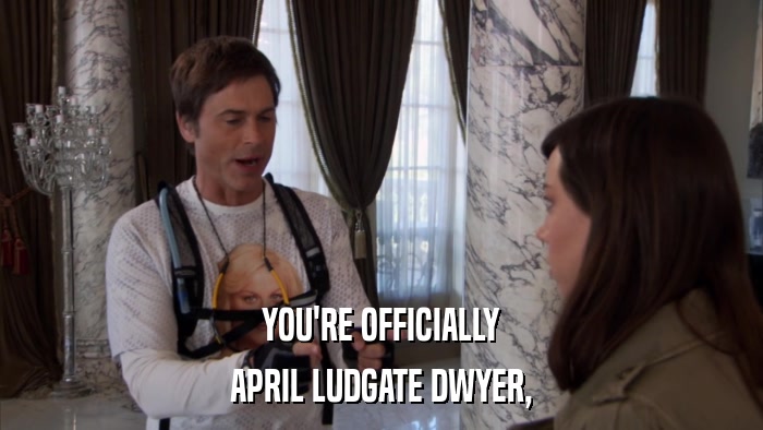 YOU'RE OFFICIALLY APRIL LUDGATE DWYER, 