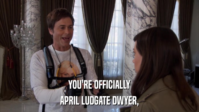 YOU'RE OFFICIALLY APRIL LUDGATE DWYER, 