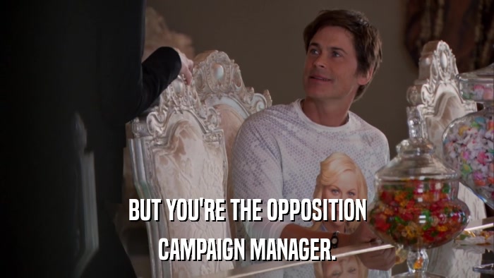 BUT YOU'RE THE OPPOSITION CAMPAIGN MANAGER. 