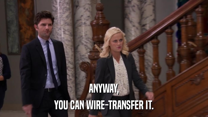 ANYWAY, YOU CAN WIRE-TRANSFER IT. 