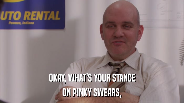 OKAY, WHAT'S YOUR STANCE ON PINKY SWEARS, 