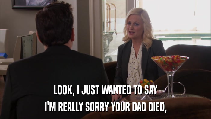 LOOK, I JUST WANTED TO SAY I'M REALLY SORRY YOUR DAD DIED, 
