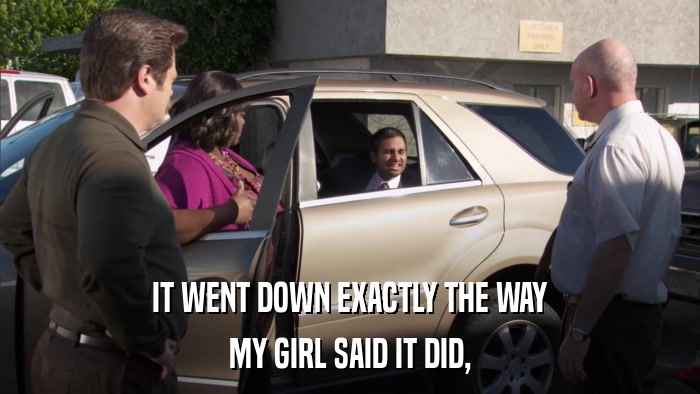IT WENT DOWN EXACTLY THE WAY MY GIRL SAID IT DID, 