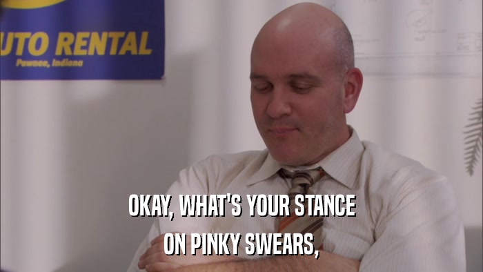 OKAY, WHAT'S YOUR STANCE ON PINKY SWEARS, 