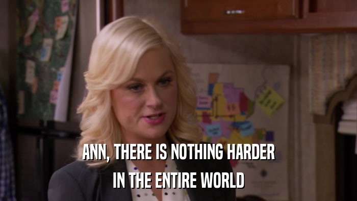 ANN, THERE IS NOTHING HARDER IN THE ENTIRE WORLD 