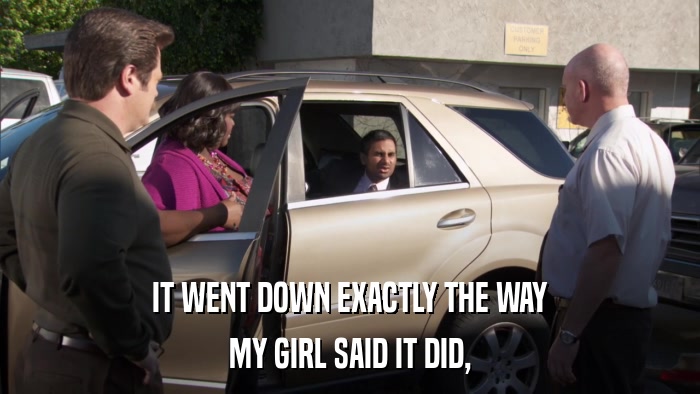 IT WENT DOWN EXACTLY THE WAY MY GIRL SAID IT DID, 