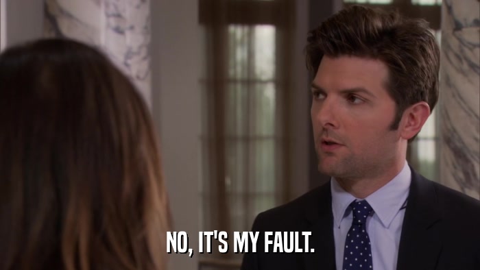 NO, IT'S MY FAULT.  