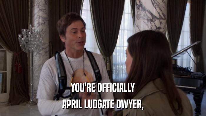 YOU'RE OFFICIALLY APRIL LUDGATE DWYER, 