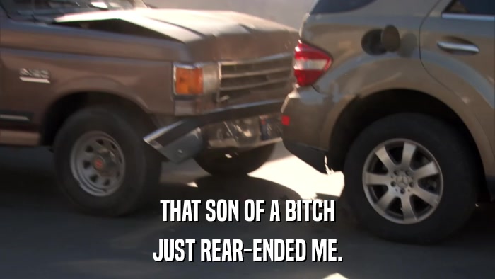 THAT SON OF A BITCH JUST REAR-ENDED ME. 