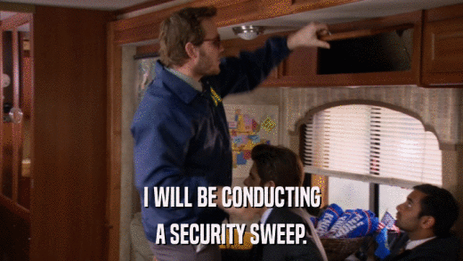 I WILL BE CONDUCTING A SECURITY SWEEP. 
