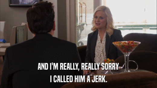 AND I'M REALLY, REALLY SORRY I CALLED HIM A JERK. 