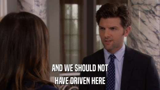 AND WE SHOULD NOT HAVE DRIVEN HERE 