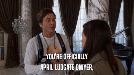 YOU'RE OFFICIALLY APRIL LUDGATE DWYER, 