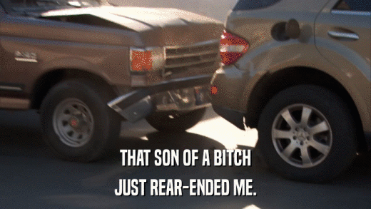 THAT SON OF A BITCH JUST REAR-ENDED ME. 