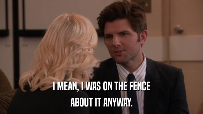 I MEAN, I WAS ON THE FENCE ABOUT IT ANYWAY. 