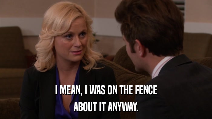 I MEAN, I WAS ON THE FENCE ABOUT IT ANYWAY. 