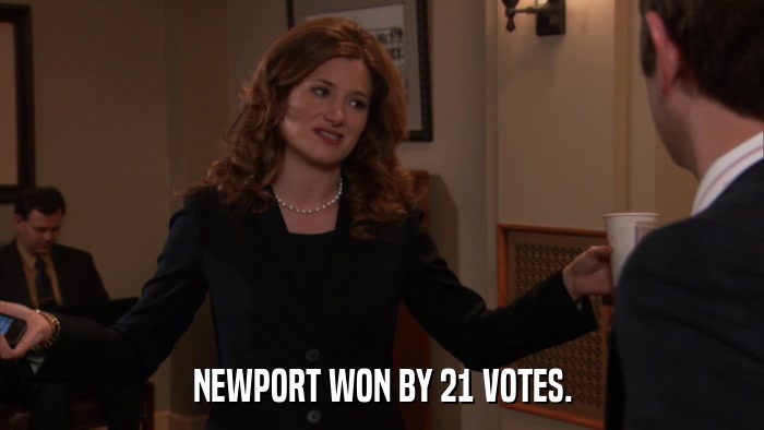 NEWPORT WON BY 21 VOTES.  