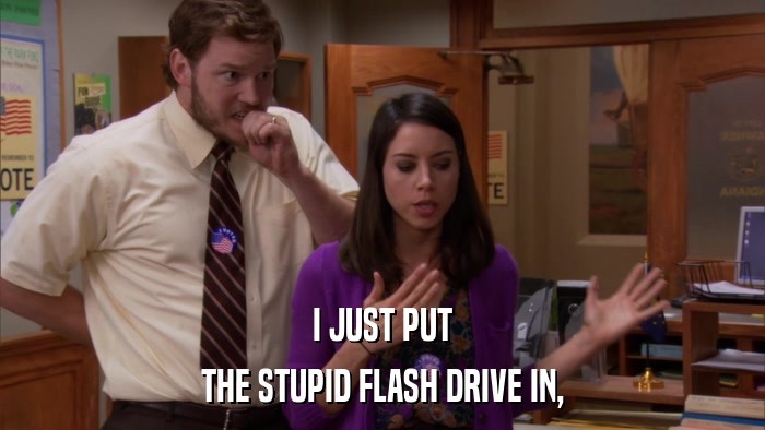 I JUST PUT THE STUPID FLASH DRIVE IN, 