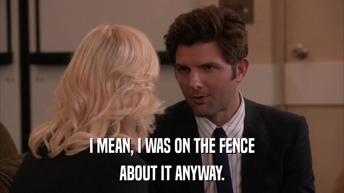 I MEAN, I WAS ON THE FENCE ABOUT IT ANYWAY. 