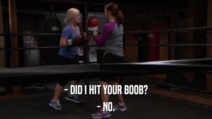 - DID I HIT YOUR BOOB? - NO. 