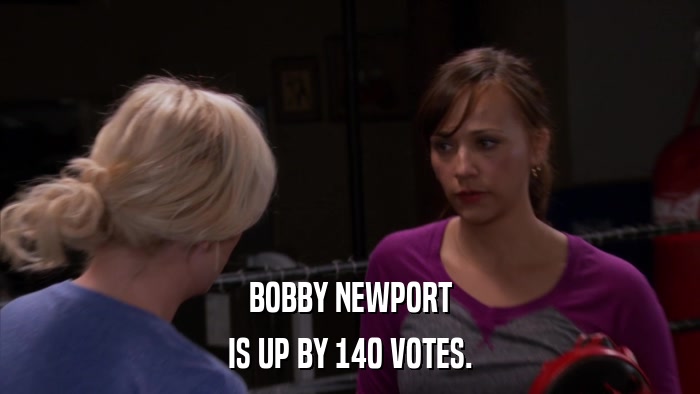 BOBBY NEWPORT IS UP BY 140 VOTES. 