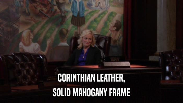 CORINTHIAN LEATHER, SOLID MAHOGANY FRAME 