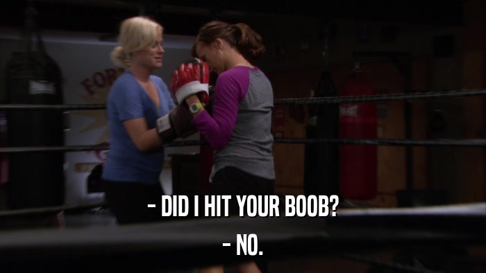 - DID I HIT YOUR BOOB? - NO. 