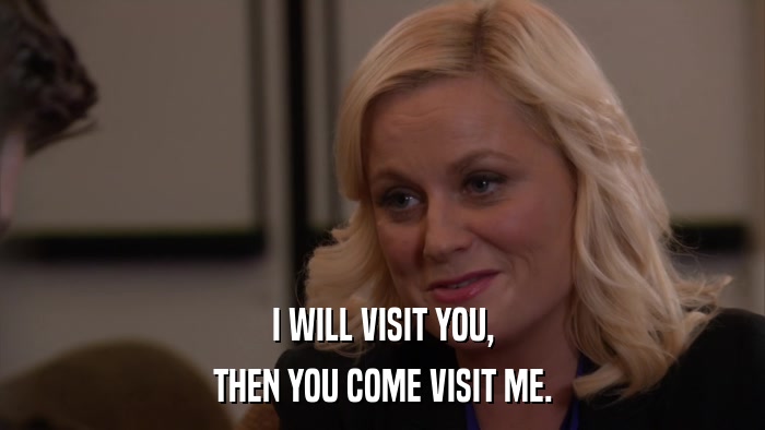 I WILL VISIT YOU, THEN YOU COME VISIT ME. 