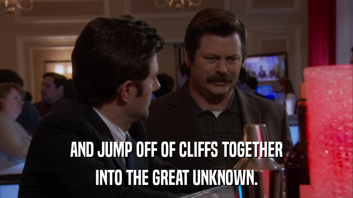 AND JUMP OFF OF CLIFFS TOGETHER INTO THE GREAT UNKNOWN. 