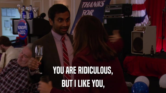 YOU ARE RIDICULOUS, BUT I LIKE YOU, 