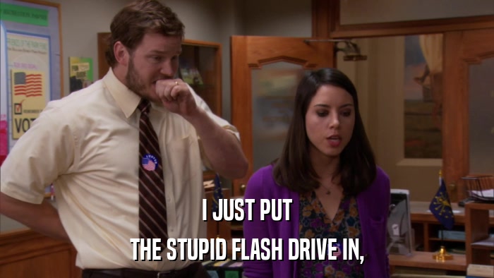 I JUST PUT THE STUPID FLASH DRIVE IN, 