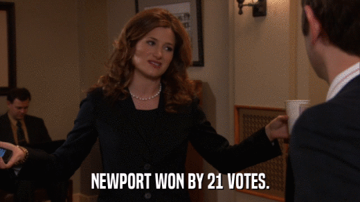 NEWPORT WON BY 21 VOTES.  
