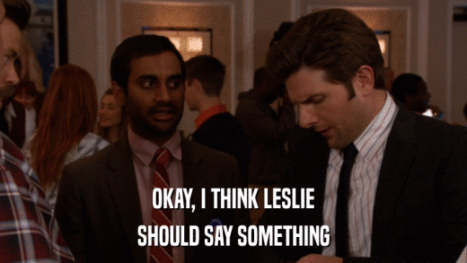 OKAY, I THINK LESLIE SHOULD SAY SOMETHING 