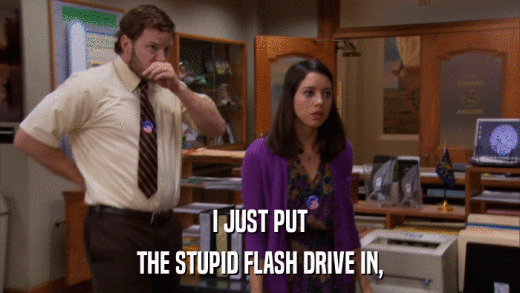 I JUST PUT THE STUPID FLASH DRIVE IN, 
