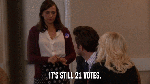 IT'S STILL 21 VOTES.  