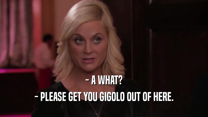 - A WHAT? - PLEASE GET YOU GIGOLO OUT OF HERE. 