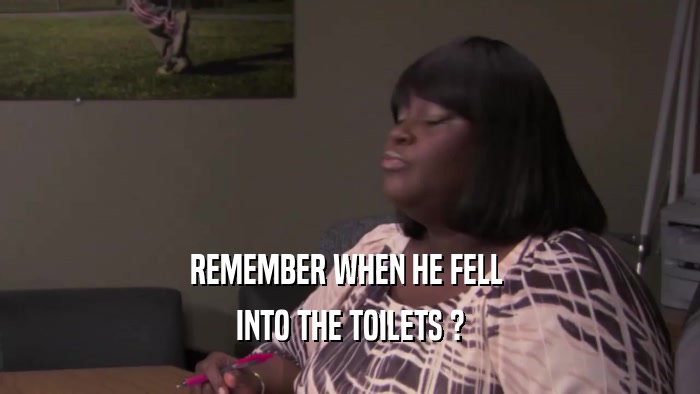 REMEMBER WHEN HE FELL  INTO THE TOILETS ? 