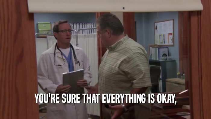 YOU'RE SURE THAT EVERYTHING IS OKAY,  