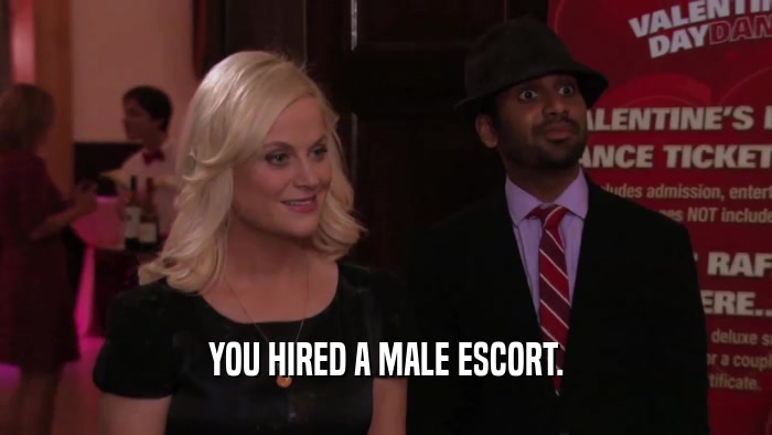 YOU HIRED A MALE ESCORT.  