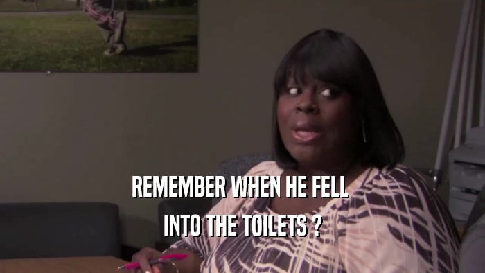 REMEMBER WHEN HE FELL  INTO THE TOILETS ? 