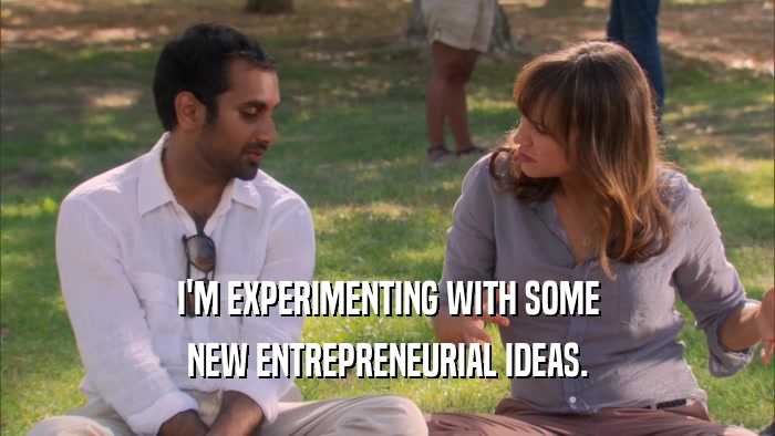 I'M EXPERIMENTING WITH SOME NEW ENTREPRENEURIAL IDEAS. 