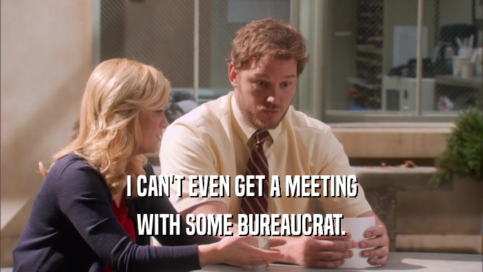 I CAN'T EVEN GET A MEETING WITH SOME BUREAUCRAT. 