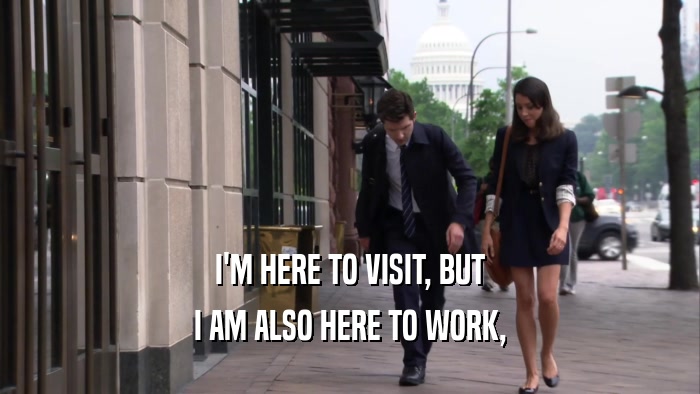 I'M HERE TO VISIT, BUT I AM ALSO HERE TO WORK, 