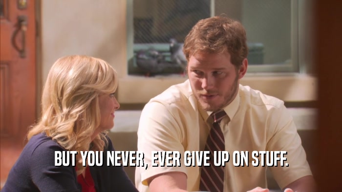 BUT YOU NEVER, EVER GIVE UP ON STUFF.  