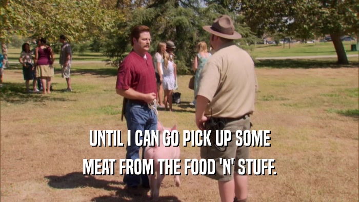 UNTIL I CAN GO PICK UP SOME MEAT FROM THE FOOD 'N' STUFF. 