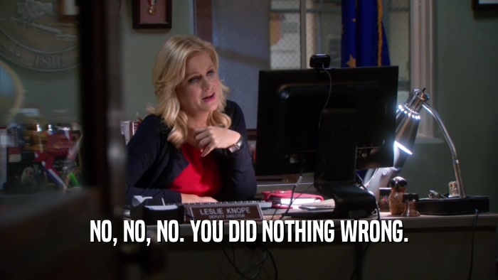 NO, NO, NO. YOU DID NOTHING WRONG.  