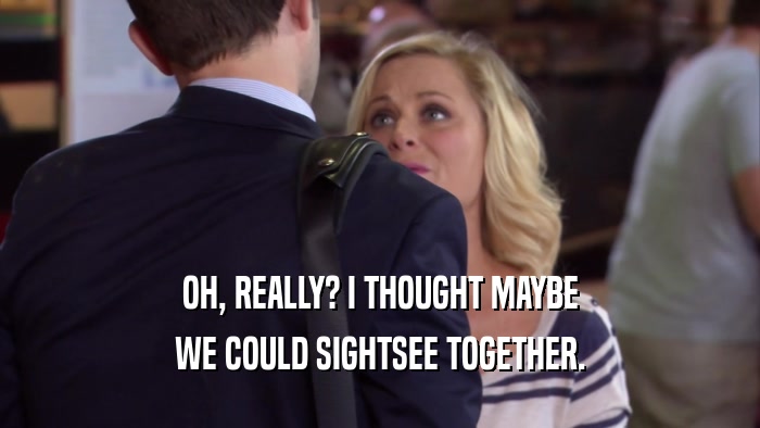 OH, REALLY? I THOUGHT MAYBE WE COULD SIGHTSEE TOGETHER. 