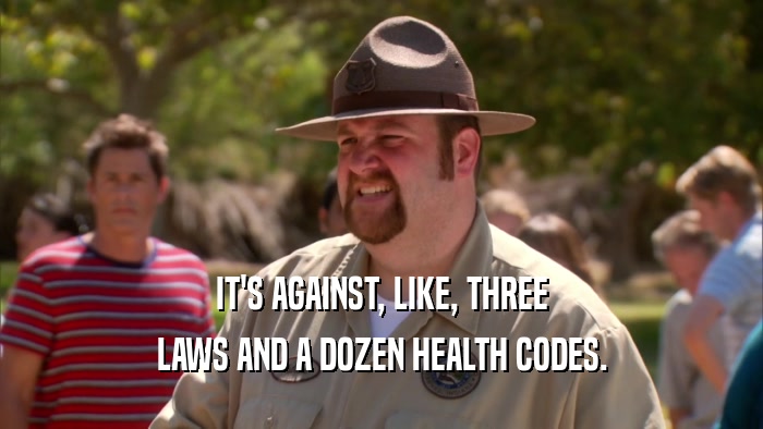 IT'S AGAINST, LIKE, THREE LAWS AND A DOZEN HEALTH CODES. 