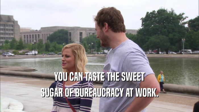 YOU CAN TASTE THE SWEET SUGAR OF BUREAUCRACY AT WORK. 
